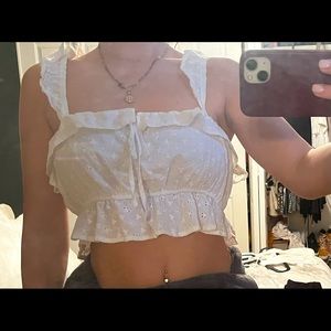 Forever 21- White summer tank with mini white flowers. Size M.